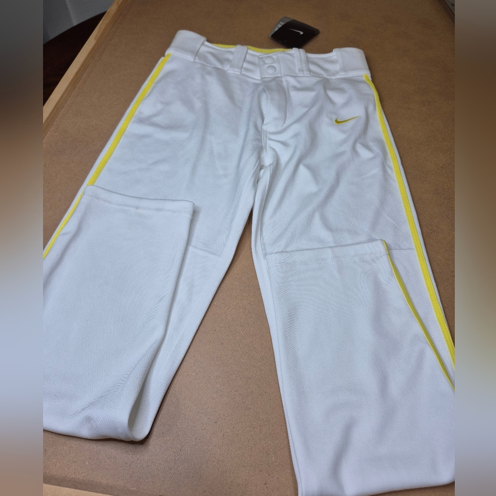 Kids' Nike White and Yellow Baseball Pants